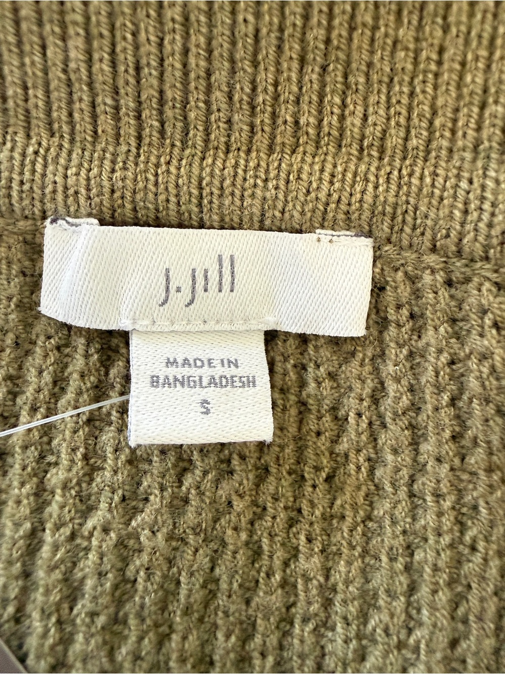J. Jill Olive Green Waffle-Knit V-Neck Polo Sweater - Picture 2 of 8